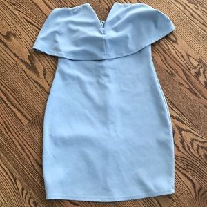 Baby blue strapless dress